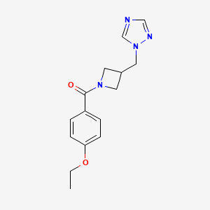 molecular formula C15H18N4O2 B2966694 (3-((1H-1,2,4-三唑-1-基)甲基)氮杂环丁-1-基)(4-乙氧基苯基)甲酮 CAS No. 2309776-30-3