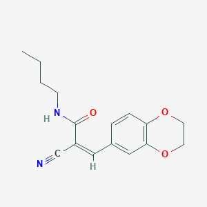 molecular formula C16H18N2O3 B2966697 (Z)-N-Butyl-2-cyano-3-(2,3-dihydro-1,4-benzodioxin-6-yl)prop-2-enamide CAS No. 849626-61-5