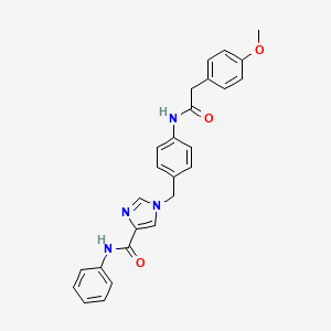 molecular formula C26H24N4O3 B2966699 1-(4-(2-(4-甲氧基苯基)乙酰胺)苄基)-N-苯基-1H-咪唑-4-甲酰胺 CAS No. 1251576-34-7