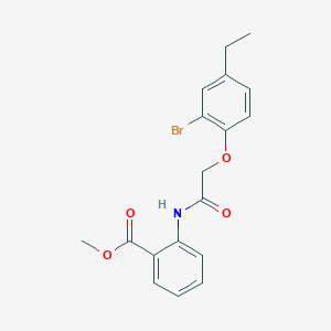 molecular formula C18H18BrNO4 B296670 Methyl 2-{[(2-bromo-4-ethylphenoxy)acetyl]amino}benzoate 