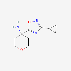 molecular formula C10H15N3O2 B2966706 4-(3-环丙基-1,2,4-恶二唑-5-基)氧杂-4-胺 CAS No. 1552026-59-1