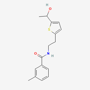 molecular formula C16H19NO2S B2966711 N-(2-(5-(1-hydroxyethyl)thiophen-2-yl)ethyl)-3-methylbenzamide CAS No. 2034543-98-9