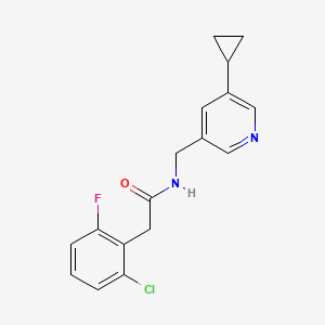 molecular formula C17H16ClFN2O B2966729 2-(2-氯-6-氟苯基)-N-((5-环丙基吡啶-3-基)甲基)乙酰胺 CAS No. 2034227-95-5