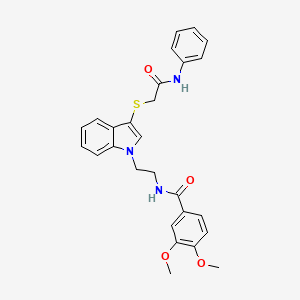 N-[2-[3-(2-anilino-2-oxoethyl)sulfanylindol-1-yl]ethyl]-3,4-dimethoxybenzamide