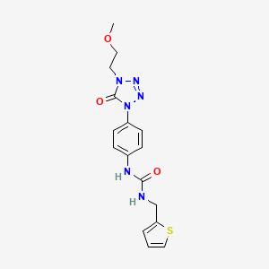 molecular formula C16H18N6O3S B2966744 1-(4-(4-(2-methoxyethyl)-5-oxo-4,5-dihydro-1H-tetrazol-1-yl)phenyl)-3-(thiophen-2-ylmethyl)urea CAS No. 1396749-57-7