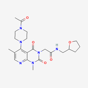 molecular formula C22H30N6O5 B2966751 2-(5-(4-acetylpiperazin-1-yl)-1,6-dimethyl-2,4-dioxo-1,2-dihydropyrido[2,3-d]pyrimidin-3(4H)-yl)-N-((tetrahydrofuran-2-yl)methyl)acetamide CAS No. 1021206-43-8