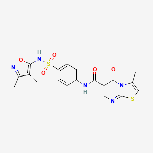 molecular formula C19H17N5O5S2 B2966752 N-[4-[(3,4-二甲基-5-异恶唑基)磺酰胺基]苯基]-3-甲基-5-氧代-6-噻唑并[3,2-a]嘧啶甲酰胺 CAS No. 851945-42-1