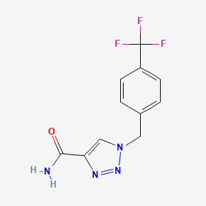 molecular formula C11H9F3N4O B2966761 1-[[4-(三氟甲基)苯基]甲基]三唑-4-甲酰胺 CAS No. 2413885-83-1