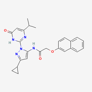 molecular formula C25H25N5O3 B2966781 N-(3-cyclopropyl-1-(4-isopropyl-6-oxo-1,6-dihydropyrimidin-2-yl)-1H-pyrazol-5-yl)-2-(naphthalen-2-yloxy)acetamide CAS No. 1207027-90-4