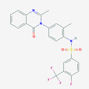 molecular formula C23H17F4N3O3S B2966795 4-fluoro-N-(2-methyl-4-(2-methyl-4-oxoquinazolin-3(4H)-yl)phenyl)-3-(trifluoromethyl)benzenesulfonamide CAS No. 898456-18-3
