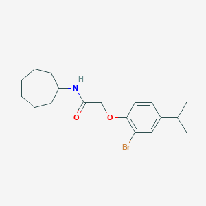 molecular formula C18H26BrNO2 B296680 2-(2-bromo-4-isopropylphenoxy)-N-cycloheptylacetamide 