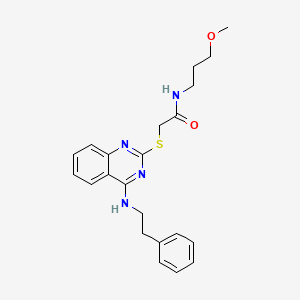 molecular formula C22H26N4O2S B2966801 N-(3-methoxypropyl)-2-((4-(phenethylamino)quinazolin-2-yl)thio)acetamide CAS No. 422532-45-4