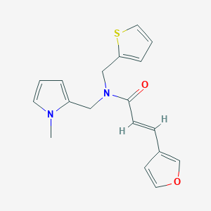 (E)-3-(furan-3-yl)-N-((1-methyl-1H-pyrrol-2-yl)methyl)-N-(thiophen-2-ylmethyl)acrylamide