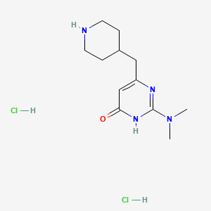 molecular formula C12H22Cl2N4O B2966807 2-(Dimethylamino)-6-(piperidin-4-ylmethyl)pyrimidin-4-ol dihydrochloride CAS No. 1858251-40-7