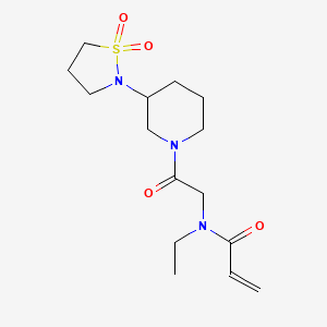 molecular formula C15H25N3O4S B2966809 N-[2-[3-(1,1-Dioxo-1,2-thiazolidin-2-yl)piperidin-1-yl]-2-oxoethyl]-N-ethylprop-2-enamide CAS No. 2324285-11-0