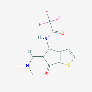 molecular formula C12H11F3N2O2S B2966815 4-(三氟乙酰氨基)-5-(二甲氨基亚甲基)-4,5-二氢-6H-环戊并[b]噻吩-6-酮 CAS No. 865659-09-2