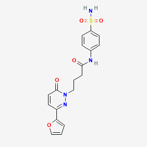 molecular formula C18H18N4O5S B2966823 4-(3-(furan-2-yl)-6-oxopyridazin-1(6H)-yl)-N-(4-sulfamoylphenyl)butanamide CAS No. 1021037-42-2