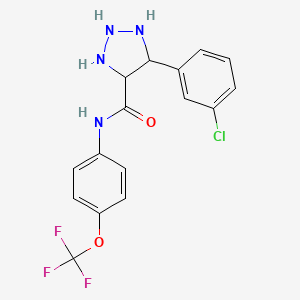 molecular formula C16H10ClF3N4O2 B2966824 5-(3-chlorophenyl)-N-[4-(trifluoromethoxy)phenyl]triazolidine-4-carboxamide CAS No. 2034341-90-5