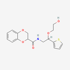 molecular formula C17H19NO5S B2966833 N-(2-(2-hydroxyethoxy)-2-(thiophen-2-yl)ethyl)-2,3-dihydrobenzo[b][1,4]dioxine-2-carboxamide CAS No. 2034467-91-7