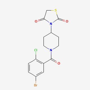 molecular formula C15H14BrClN2O3S B2966834 3-(1-(5-Bromo-2-chlorobenzoyl)piperidin-4-yl)thiazolidine-2,4-dione CAS No. 1798680-53-1