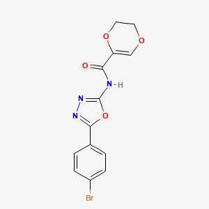 molecular formula C13H10BrN3O4 B2966840 N-(5-(4-bromophenyl)-1,3,4-oxadiazol-2-yl)-5,6-dihydro-1,4-dioxine-2-carboxamide CAS No. 897619-76-0