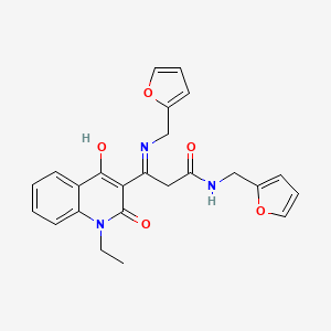 molecular formula C24H23N3O5 B2966850 3-(1-乙基-4-羟基-2-氧代-1,2-二氢-3-喹啉基)-N-(2-呋喃基甲基)-3-[(2-呋喃基甲基)亚氨基]丙酰胺 CAS No. 882747-58-2