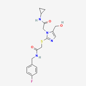 N-cyclopropyl-2-(2-((2-((4-fluorobenzyl)amino)-2-oxoethyl)thio)-5-(hydroxymethyl)-1H-imidazol-1-yl)acetamide