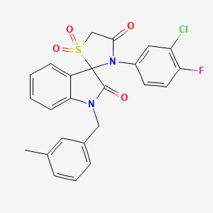 molecular formula C24H18ClFN2O4S B2966855 3'-(3-Chloro-4-fluorophenyl)-1-(3-methylbenzyl)spiro[indoline-3,2'-thiazolidine]-2,4'-dione 1',1'-dioxide CAS No. 941929-22-2