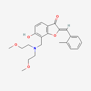 molecular formula C23H27NO5 B2966859 (Z)-7-((双(2-甲氧基乙基)氨基)甲基)-6-羟基-2-(2-甲基苄叉基)苯并呋喃-3(2H)-酮 CAS No. 896830-60-7