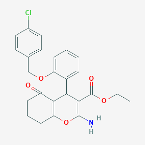 molecular formula C25H24ClNO5 B296686 ethyl 2-amino-4-{2-[(4-chlorobenzyl)oxy]phenyl}-5-oxo-5,6,7,8-tetrahydro-4H-chromene-3-carboxylate 