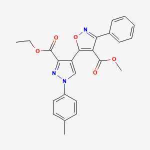 molecular formula C24H21N3O5 B2966868 5-[3-(乙氧羰基)-1-(4-甲苯基)-1H-吡唑-4-基]-3-苯基-1,2-恶唑-4-羧酸甲酯 CAS No. 321571-35-1