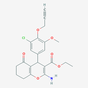 molecular formula C22H22ClNO6 B296687 ethyl 2-amino-4-[3-chloro-5-methoxy-4-(2-propynyloxy)phenyl]-5-oxo-5,6,7,8-tetrahydro-4H-chromene-3-carboxylate 