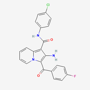 molecular formula C22H15ClFN3O2 B2966880 2-氨基-N-(4-氯苯基)-3-(4-氟苯甲酰)吲哚并嗪-1-甲酰胺 CAS No. 898436-88-9