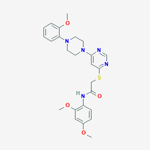 molecular formula C25H29N5O4S B2966889 N-(2,4-二甲氧基苯基)-2-({6-[4-(2-甲氧基苯基)哌嗪-1-基]嘧啶-4-基}硫代)乙酰胺 CAS No. 1251597-37-1