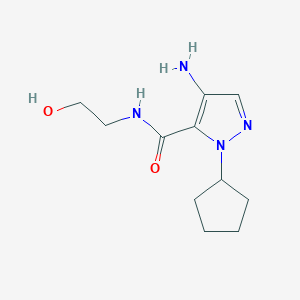 molecular formula C11H18N4O2 B2966890 4-Amino-1-cyclopentyl-N-(2-hydroxyethyl)-1H-pyrazole-5-carboxamide CAS No. 2101198-93-8