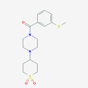 molecular formula C17H24N2O3S2 B2966891 (4-(1,1-dioxidotetrahydro-2H-thiopyran-4-yl)piperazin-1-yl)(3-(methylthio)phenyl)methanone CAS No. 1903781-78-1