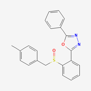 molecular formula C22H18N2O2S B2966894 2-{2-[(4-Methylbenzyl)sulfinyl]phenyl}-5-phenyl-1,3,4-oxadiazole CAS No. 339104-27-7