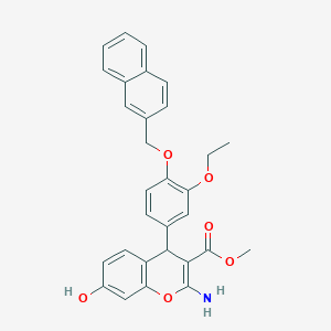 molecular formula C30H27NO6 B296690 methyl 2-amino-4-[3-ethoxy-4-(naphthalen-2-ylmethoxy)phenyl]-7-hydroxy-4H-chromene-3-carboxylate 