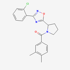 molecular formula C21H20ClN3O2 B2966902 3-(2-Chlorophenyl)-5-[1-(3,4-dimethylbenzoyl)pyrrolidin-2-yl]-1,2,4-oxadiazole CAS No. 1795293-40-1