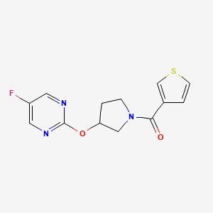 molecular formula C13H12FN3O2S B2966905 (3-((5-Fluoropyrimidin-2-yl)oxy)pyrrolidin-1-yl)(thiophen-3-yl)methanone CAS No. 2034326-84-4