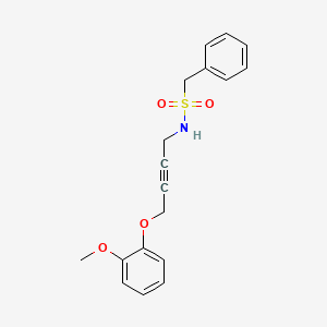 molecular formula C18H19NO4S B2966911 N-(4-(2-methoxyphenoxy)but-2-yn-1-yl)-1-phenylmethanesulfonamide CAS No. 1428372-93-3