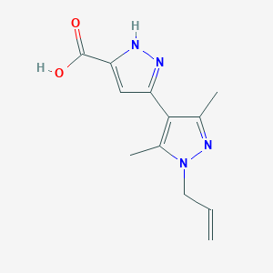 molecular formula C12H14N4O2 B2966920 1'-烯丙基-3',5'-二甲基-1H,1'H-[3,4']联吡唑-5-羧酸 CAS No. 890625-09-9