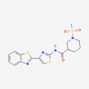 molecular formula C17H18N4O3S3 B2966933 N-(4-(benzo[d]thiazol-2-yl)thiazol-2-yl)-1-(methylsulfonyl)piperidine-3-carboxamide CAS No. 1060212-42-1