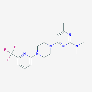 molecular formula C17H21F3N6 B2966935 N,N,4-Trimethyl-6-[4-[6-(trifluoromethyl)pyridin-2-yl]piperazin-1-yl]pyrimidin-2-amine CAS No. 2415468-66-3