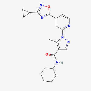 molecular formula C21H24N6O2 B2966942 N~4~-cyclohexyl-1-[4-(3-cyclopropyl-1,2,4-oxadiazol-5-yl)-2-pyridyl]-5-methyl-1H-pyrazole-4-carboxamide CAS No. 1251631-74-9