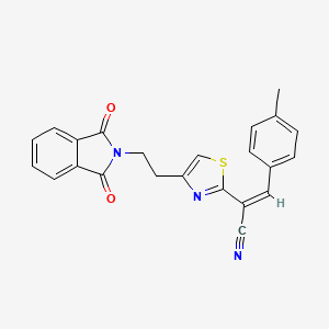 molecular formula C23H17N3O2S B2966943 (Z)-2-{4-[2-(1,3-二氧代-1,3-二氢-2H-异吲哚-2-基)乙基]-1,3-噻唑-2-基}-3-(4-甲苯基)-2-丙烯腈 CAS No. 1164562-29-1