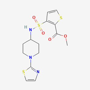 molecular formula C14H17N3O4S3 B2966945 methyl 3-(N-(1-(thiazol-2-yl)piperidin-4-yl)sulfamoyl)thiophene-2-carboxylate CAS No. 1448137-71-0