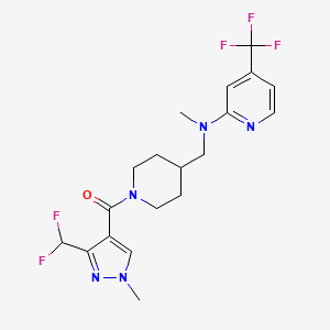 molecular formula C19H22F5N5O B2966950 [3-(Difluoromethyl)-1-methylpyrazol-4-yl]-[4-[[methyl-[4-(trifluoromethyl)pyridin-2-yl]amino]methyl]piperidin-1-yl]methanone CAS No. 2415586-67-1