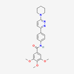 molecular formula C25H28N4O4 B2966951 3,4,5-trimethoxy-N-(4-(6-(piperidin-1-yl)pyridazin-3-yl)phenyl)benzamide CAS No. 941983-48-8