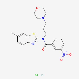molecular formula C22H25ClN4O4S B2966959 N-(6-methylbenzo[d]thiazol-2-yl)-N-(3-morpholinopropyl)-3-nitrobenzamide hydrochloride CAS No. 1216387-95-9